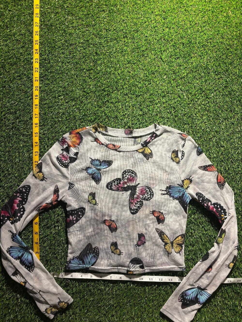 Y2K sheer mesh long sleeve crop top